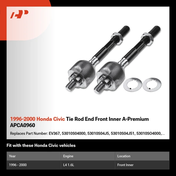1996-2000 Honda Civic Tie Rod End Front Inner A-Premium APCA0960