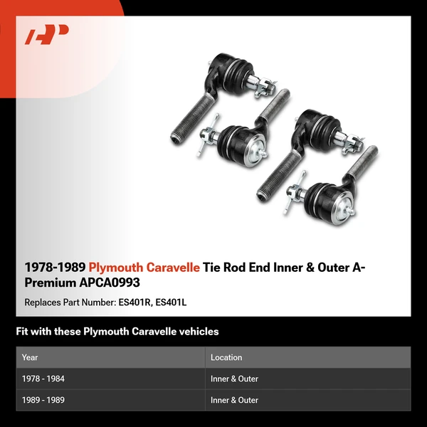 1978-1989 Plymouth Caravelle Tie Rod End Inner & Outer A-Premium APCA0993