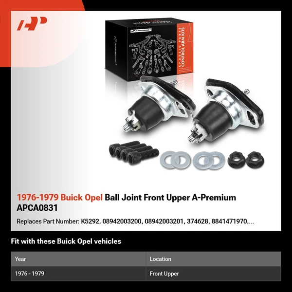 1976-1979 Buick Opel Ball Joint Front Upper A-Premium APCA0831