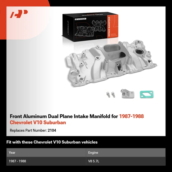 Front Aluminum Dual Plane Intake Manifold for 1987-1988 Chevrolet V10 Suburban