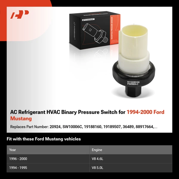 AC Refrigerant HVAC Binary Pressure Switch for 1994-2000 Ford Mustang