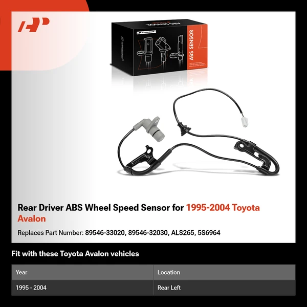Rear Driver ABS Wheel Speed Sensor for 1995-2004 Toyota Avalon
