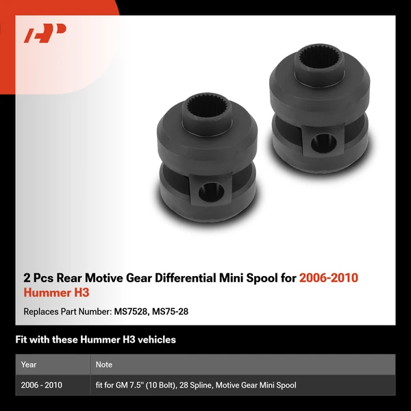2 Pcs Rear Motive Gear Differential Mini Spool for 2006-2010 Hummer H3