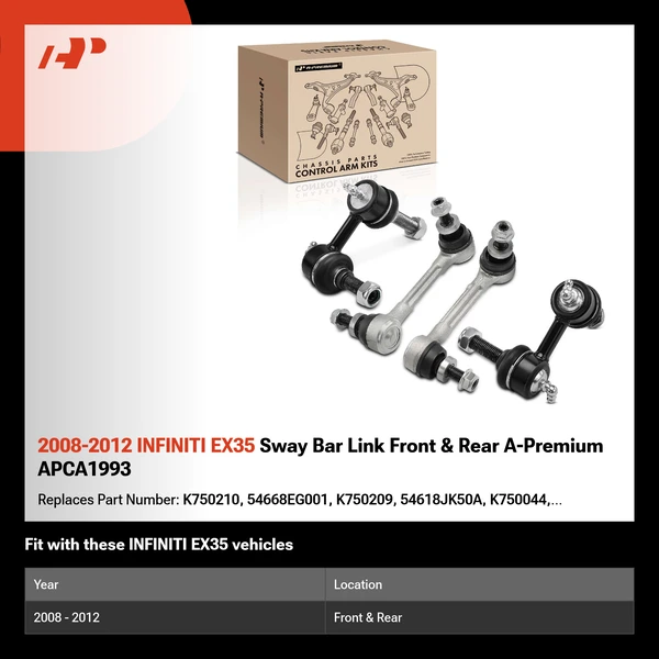 2008-2012 INFINITI EX35 Sway Bar Link Front & Rear A-Premium APCA1993