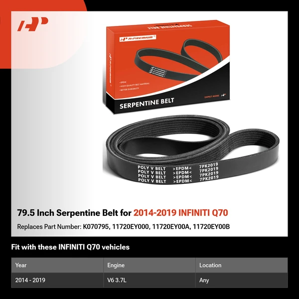 79.5 Inch Serpentine Belt for 2014-2019 INFINITI Q70