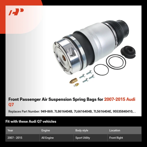 Front Passenger Air Suspension Spring Bags for 2007-2015 Audi Q7