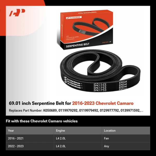 69.01 inch Serpentine Belt for 2016-2023 Chevrolet Camaro