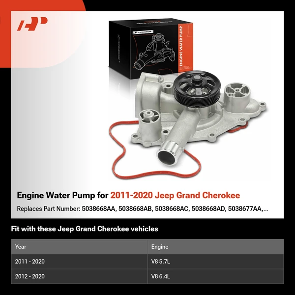 Engine Water Pump for 2011-2020 Jeep Grand Cherokee