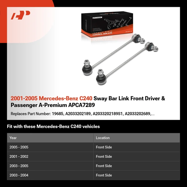 2001-2005 Mercedes-Benz C240 Sway Bar Link Front Driver & Passenger A-Premium APCA7289