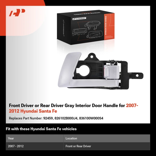 Front Driver or Rear Driver Gray Interior Door Handle for 2007-2012 Hyundai Santa Fe
