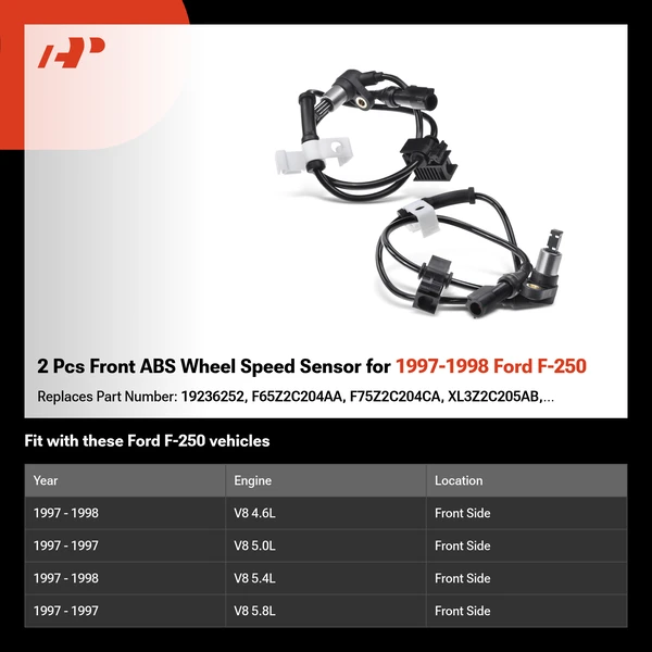 2 Pcs Front ABS Wheel Speed Sensor for 1997-1998 Ford F-250