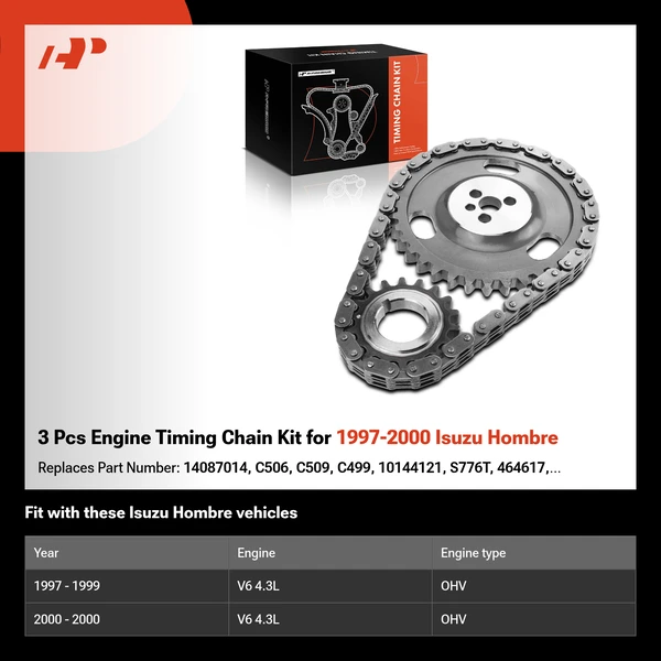 3 Pcs Engine Timing Chain Kit for 1997-2000 Isuzu Hombre