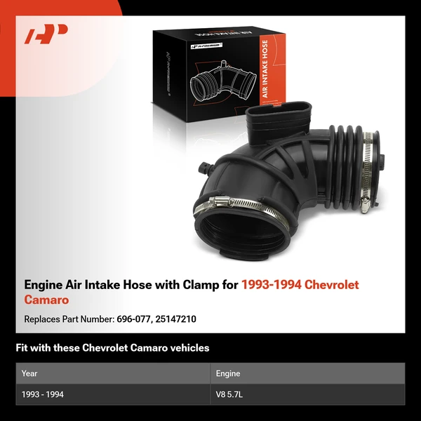 Engine Air Intake Hose with Clamp for 1993-1994 Chevrolet Camaro