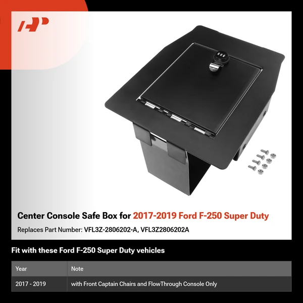 Center Console Safe Box for 2017-2019 Ford F-250 Super Duty