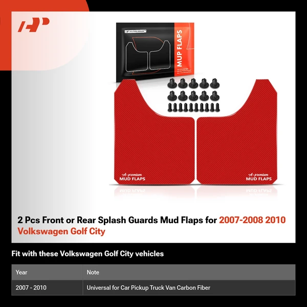 2 Pcs Front or Rear Splash Guards Mud Flaps for 2007-2008 2010 Volkswagen Golf City