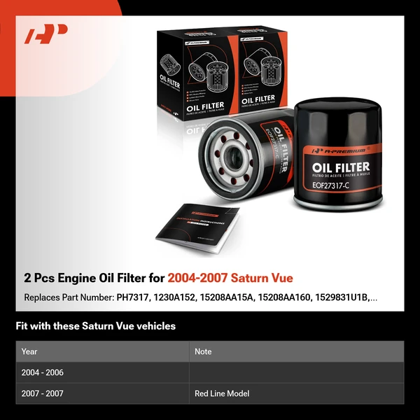 2 Pcs Engine Oil Filter for 2004-2007 Saturn Vue