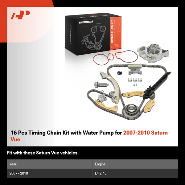 16 Pcs Timing Chain Kit with Water Pump for 2007-2010 Saturn Vue
