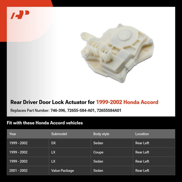 Rear Driver Door Lock Actuator for 1999-2002 Honda Accord