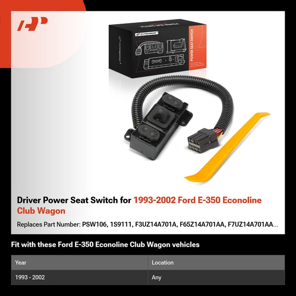 Driver Power Seat Switch for 1993-2002 Ford E-350 Econoline Club Wagon