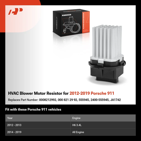 HVAC Blower Motor Resistor for 2012-2019 Porsche 911
