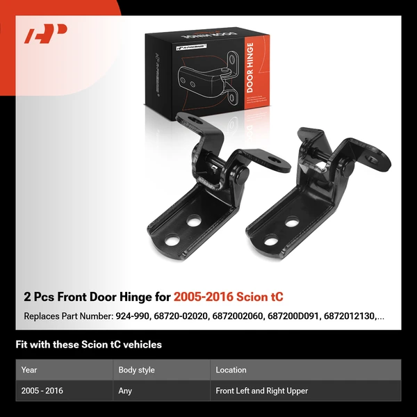 2 Pcs Front Door Hinge for 2005-2016 Scion tC