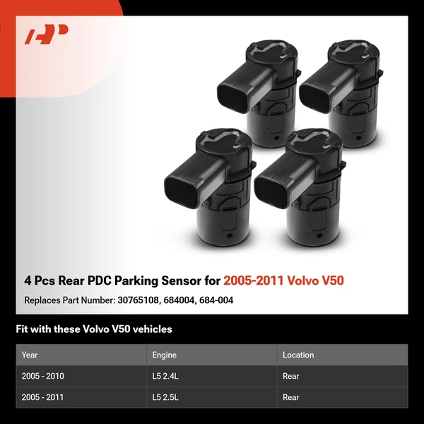 4 Pcs Rear PDC Parking Sensor for 2005-2011 Volvo V50