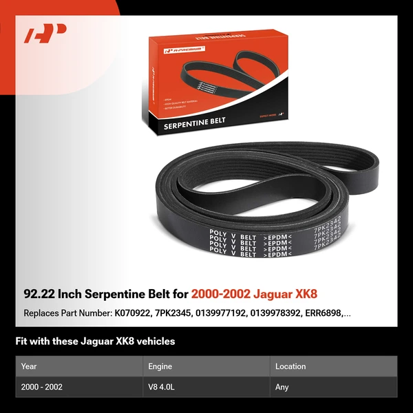 92.22 Inch Serpentine Belt for 2000-2002 Jaguar XK8