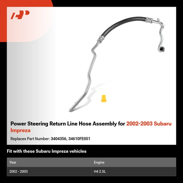 Power Steering Return Line Hose Assembly for 2002-2003 Subaru Impreza