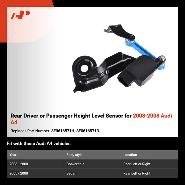 Rear Driver or Passenger Height Level Sensor for 2003-2008 Audi A4