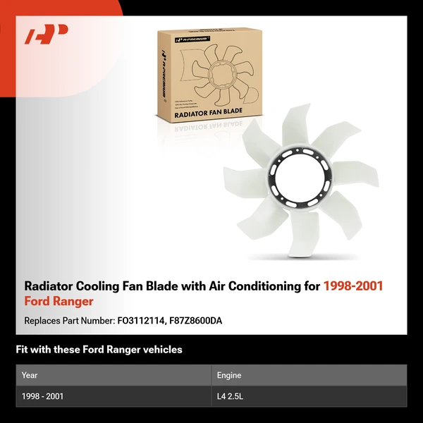 Radiator Cooling Fan Blade with Air Conditioning for 1998-2001 Ford Ranger