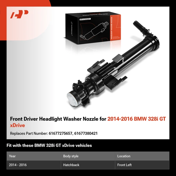 Front Driver Headlight Washer Nozzle for 2014-2016 BMW 328i GT xDrive