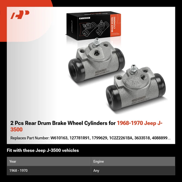 2 Pcs Rear Drum Brake Wheel Cylinders for 1968-1970 Jeep J-3500