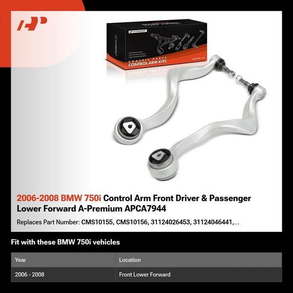 2006-2008 BMW 750i Control Arm Front Driver & Passenger Lower Forward A-Premium APCA7944