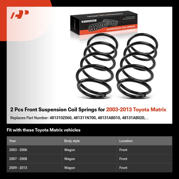 2 Pcs Front Suspension Coil Springs for 2003-2013 Toyota Matrix