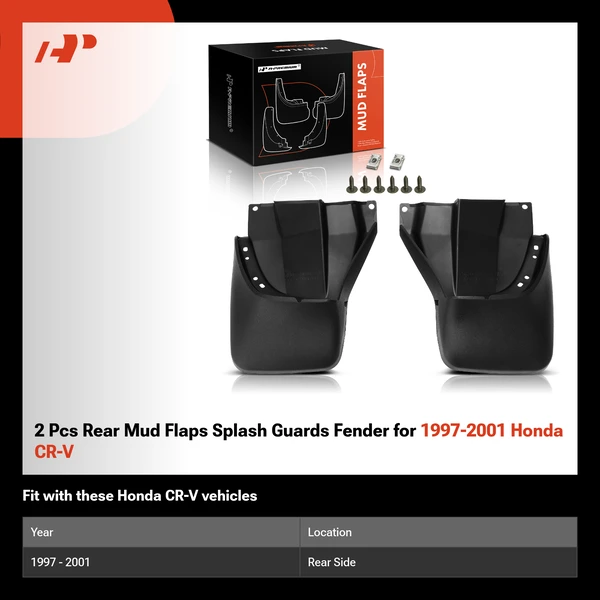 2 Pcs Rear Mud Flaps Splash Guards Fender for 1997-2001 Honda CR-V