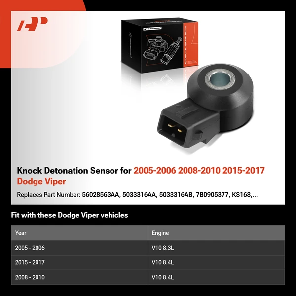 Knock Detonation Sensor for 2005-2006 2008-2010 2015-2017 Dodge Viper