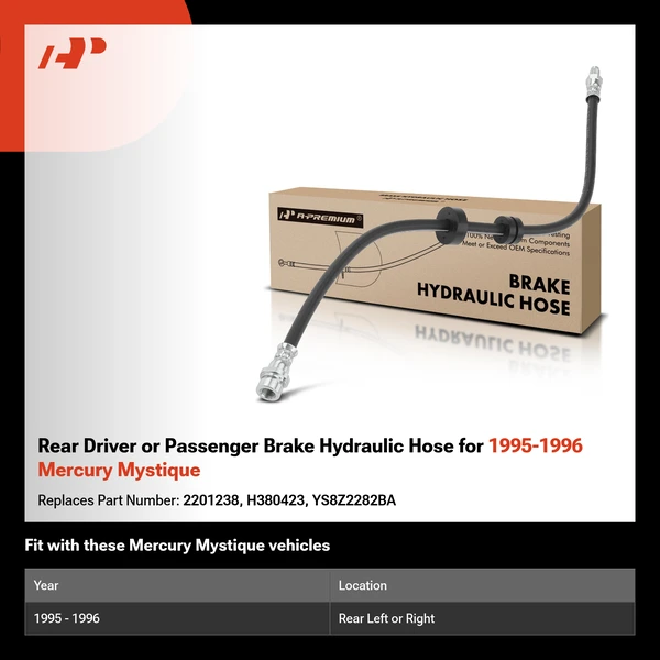 Rear Driver or Passenger Brake Hydraulic Hose for 1995-1996 Mercury Mystique