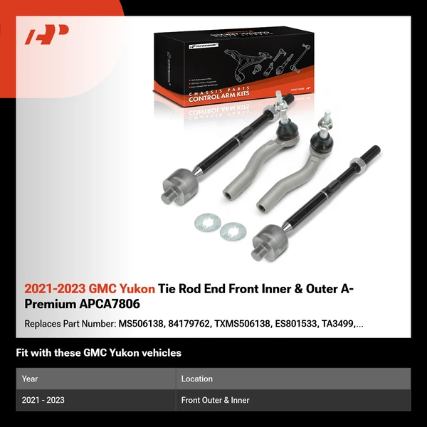 2021-2023 GMC Yukon Tie Rod End Front Inner & Outer A-Premium APCA7806