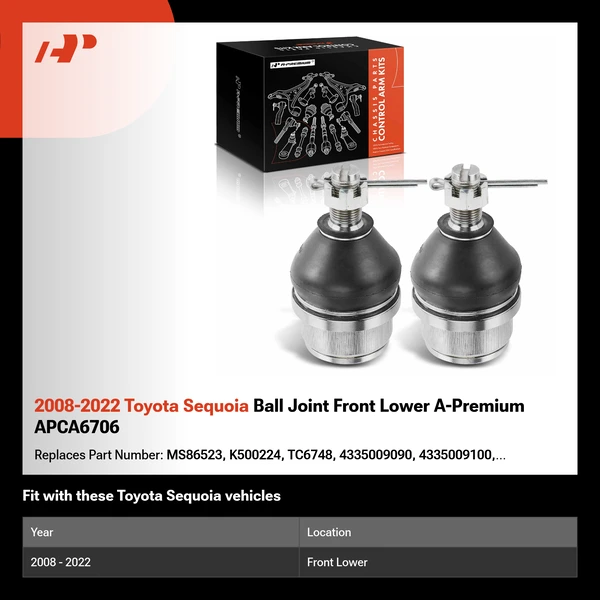 2008-2022 Toyota Sequoia Ball Joint Front Lower A-Premium APCA6706