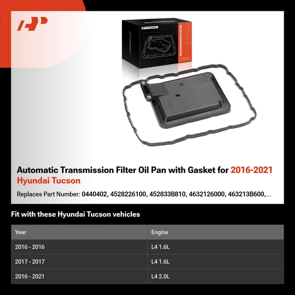Automatic Transmission Filter Oil Pan with Gasket for 2016-2021 Hyundai Tucson