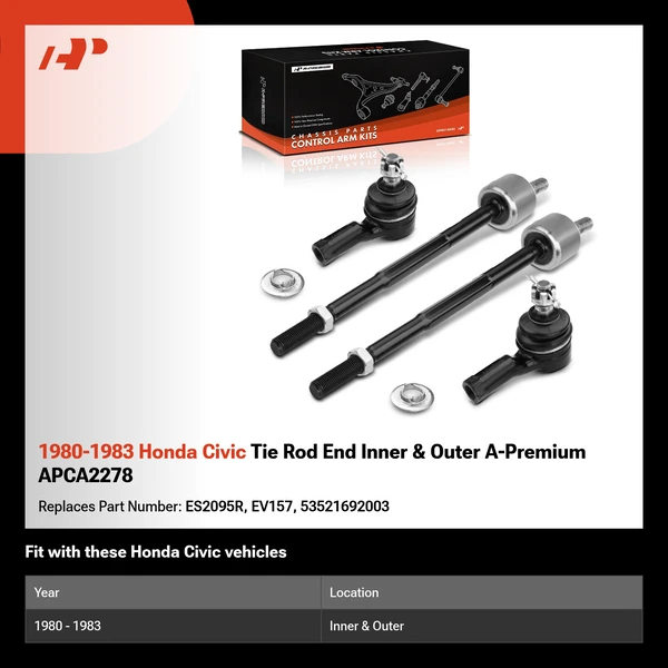 1980-1983 Honda Civic Tie Rod End Inner & Outer A-Premium APCA2278