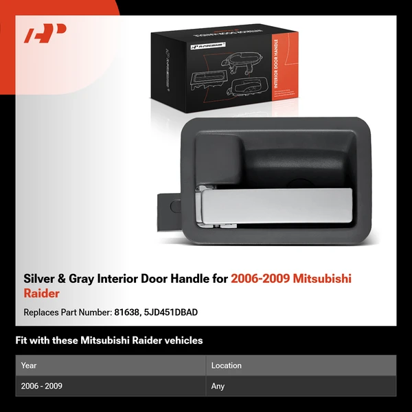 Silver & Gray Interior Door Handle for 2006-2009 Mitsubishi Raider