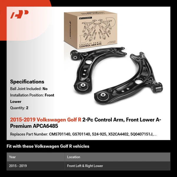 2015-2019 Volkswagen Golf R 2-Pc Control Arm, Front Lower A-Premium APCA6485