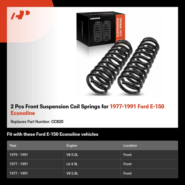 2 Pcs Front Suspension Coil Springs for 1977-1991 Ford E-150 Econoline