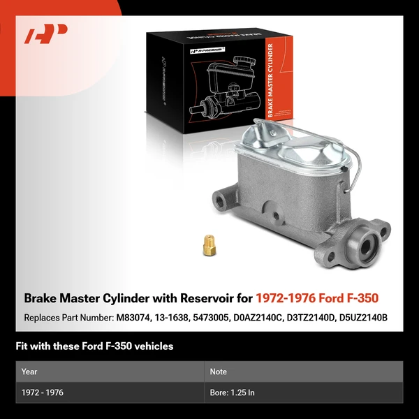 Brake Master Cylinder with Reservoir for 1972-1976 Ford F-350