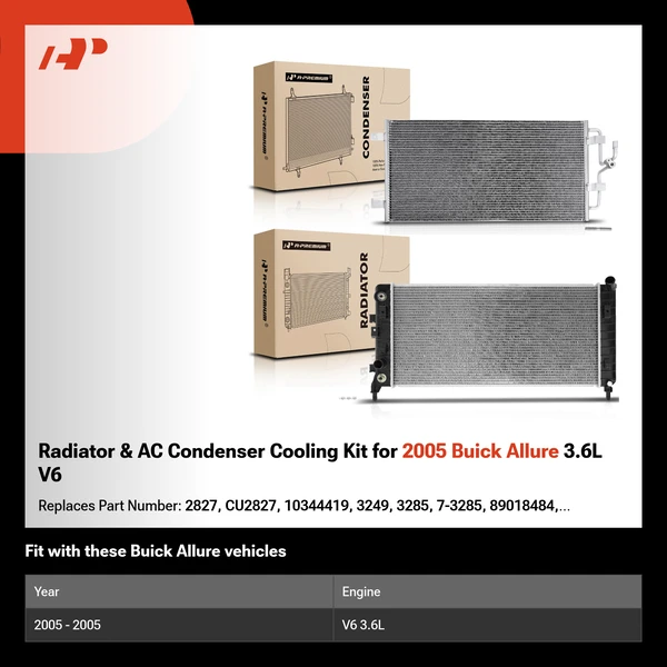 Radiator & AC Condenser Cooling Kit for 2005 Buick Allure 3.6L V6