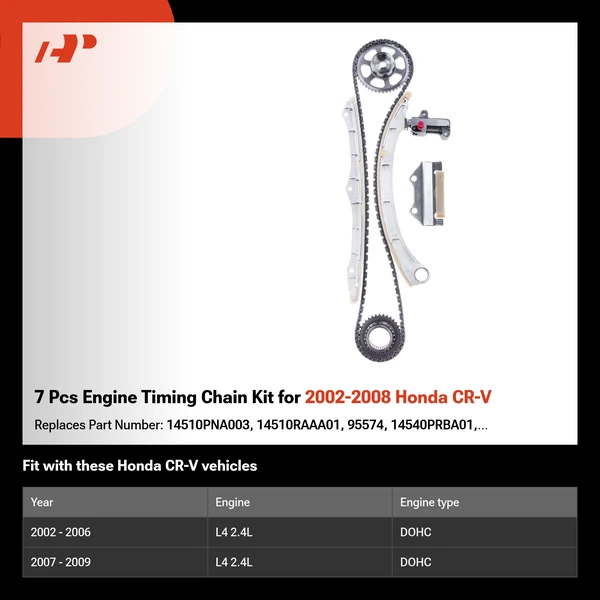 7 Pcs Engine Timing Chain Kit for 2002-2008 Honda CR-V