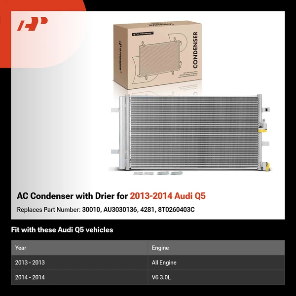 AC Condenser with Drier for 2013-2014 Audi Q5