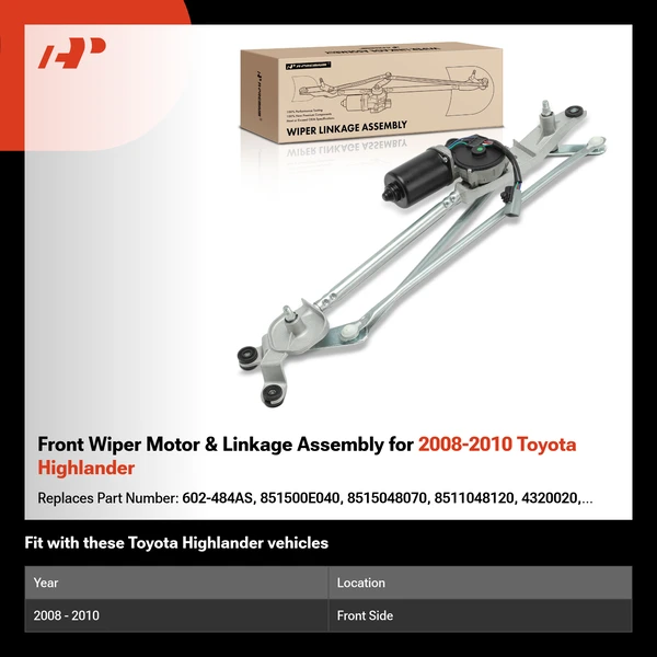 Front Wiper Motor & Linkage Assembly for 2008-2010 Toyota Highlander