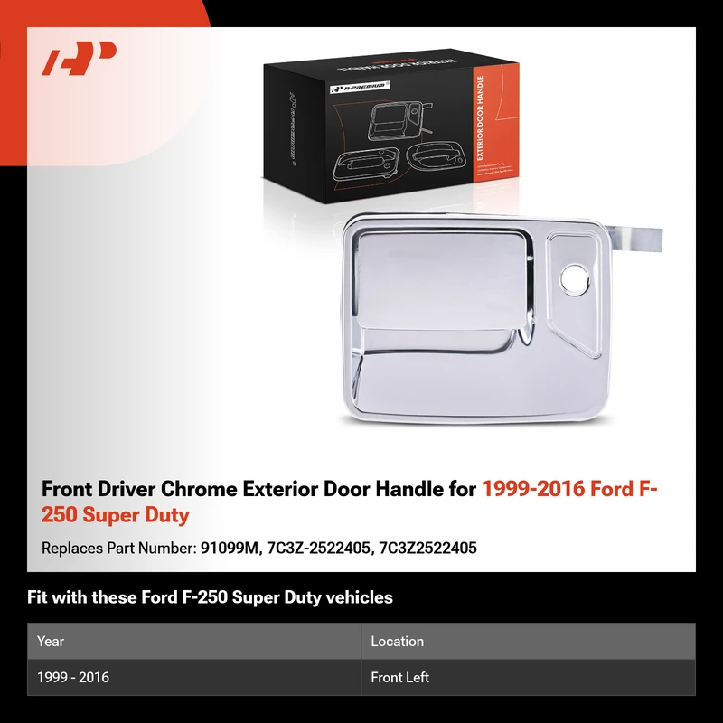 Front Driver Chrome Exterior Door Handle for 1999-2016 Ford F-250 Super Duty